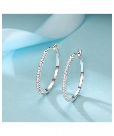 925 Sterling Silver Hoops Big Round Loops Earrings Paved Zircon Halo CZ Women Ear Jewelry 20 30 40mm Hoop Earring 20MM $10.80...