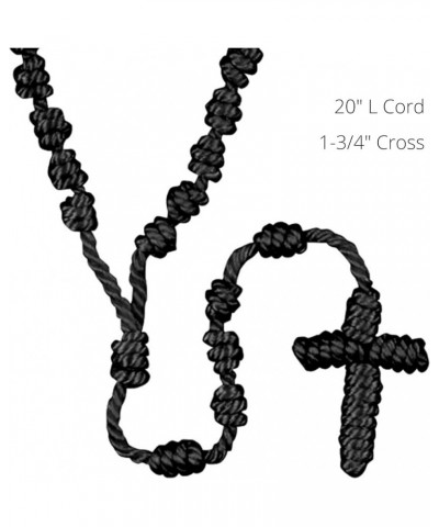 Black Knotted Rosary, Durable Twine Prayer Necklace for Men or Women, Catholic Cord Wrap Bracelet Confirmation Keepsake Gift ...