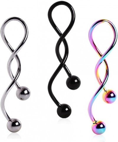 Assorted Spiral Twist Navel Ring 316L Surgical Steel Belly Button Body Piercing Rings 14 Gauge Clear & Balck $9.67 Body Jewelry