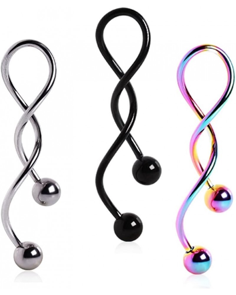 Assorted Spiral Twist Navel Ring 316L Surgical Steel Belly Button Body Piercing Rings 14 Gauge Clear & Balck $9.67 Body Jewelry