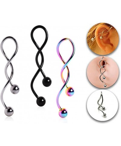 Assorted Spiral Twist Navel Ring 316L Surgical Steel Belly Button Body Piercing Rings 14 Gauge Clear & Balck $9.67 Body Jewelry