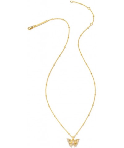 Delicate Butterfly 18k Gold Vermeil Pendant Necklace in White Sapphire $82.00 Necklaces