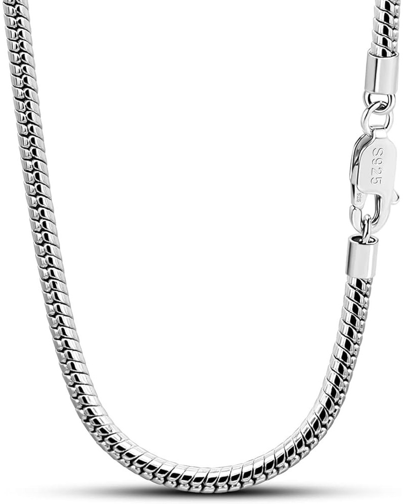 Italy 925 Sterling Silver Snake Chain Necklace Men & Women 3MM-4MM Rolo Link Round Chain Chokers 18 "20" 22 "24" 26 "28" 30" ...