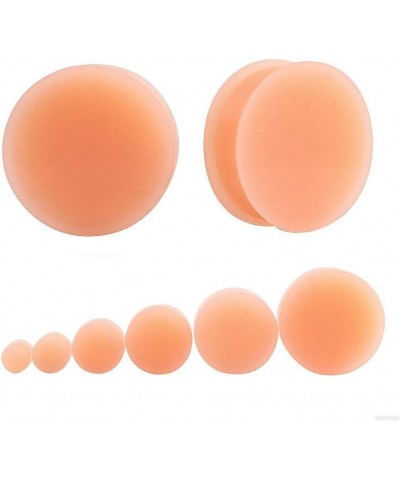 Pair of Peach/Flesh Skin Tone Silicone Double Flared Plugs Hiding Hide Hider Retainer Ear Gauges Body Piercing Jewelry 3/4"(2...