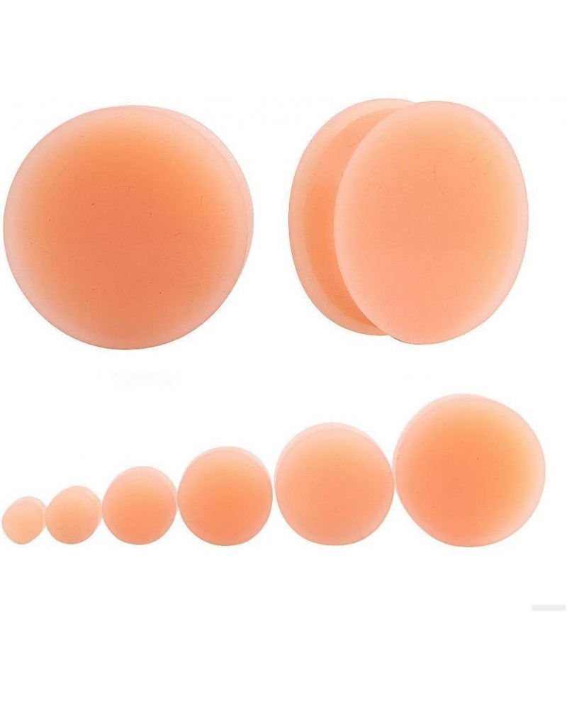 Pair of Peach/Flesh Skin Tone Silicone Double Flared Plugs Hiding Hide Hider Retainer Ear Gauges Body Piercing Jewelry 3/4"(2...