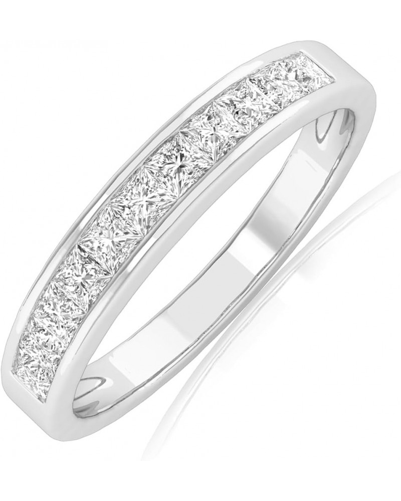 1 Carat t.w. LAB GROWN Princess Cut Diamond Wedding Band Ring (E-F Color VS2-SI1 Clarity) 4 Platinum $503.72 Bracelets