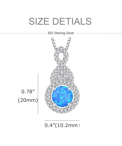 Created Fire Opal Necklace 925 Sterling Silver Pendant with Chain with 5A Cubic Zirconia Jewelry Gift for Women B blue opal $...