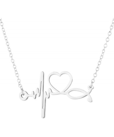 Nurses'day Gift EKG Heartbeat Necklace Lifeline Pulse Pendant Nurse Doctor RN Nursing School Graduation Jewelry silver $8.24 ...