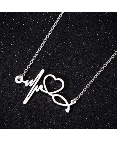 Nurses'day Gift EKG Heartbeat Necklace Lifeline Pulse Pendant Nurse Doctor RN Nursing School Graduation Jewelry silver $8.24 ...