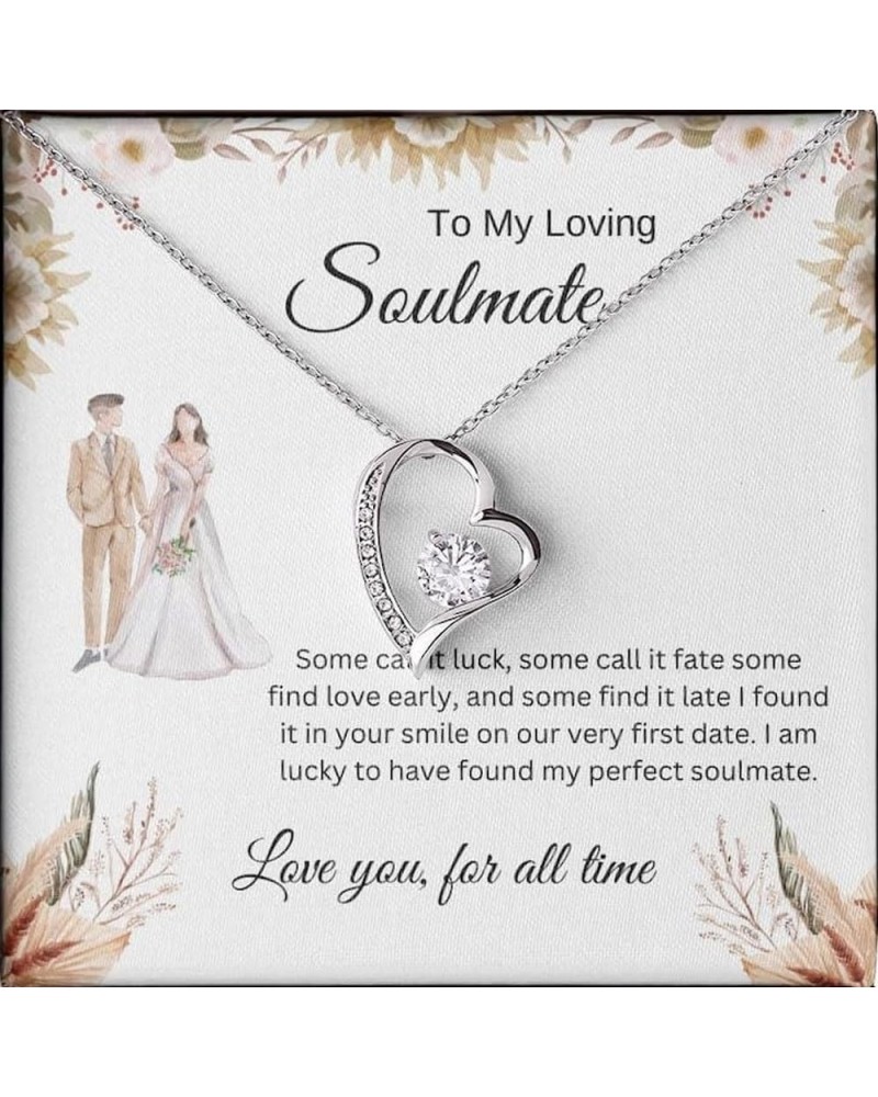 To My Soulmate Necklace For Women, Women Romantic Jewelry For Her Anniversary, Personalized Christmas Presents For Girlfriend...