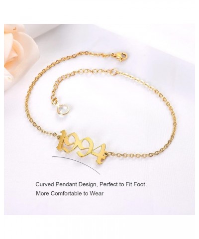 Ankle Bracelets for Women,Personalized Birth Year Number Gold Anklets for Women,Summer Beach Foot Chain Dainty Anklet Jewelry...