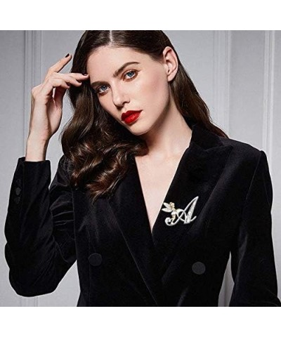 Initial Letter Brooch Pins Rhinestone Crystal Elf Angel Collar Pins Brooches For Girls Women Accessories Q $7.13 Brooches & Pins