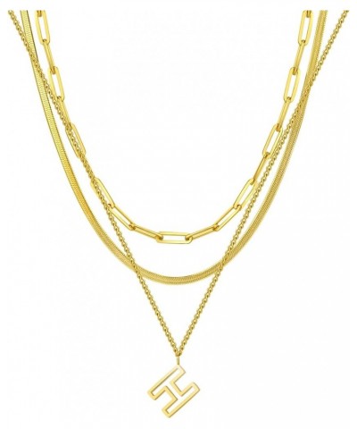 14K Gold Necklace For Women Trendy, Initial Layered Necklaces For Women Dainty Snake Chain Jewlery Gift H $8.69 Necklaces