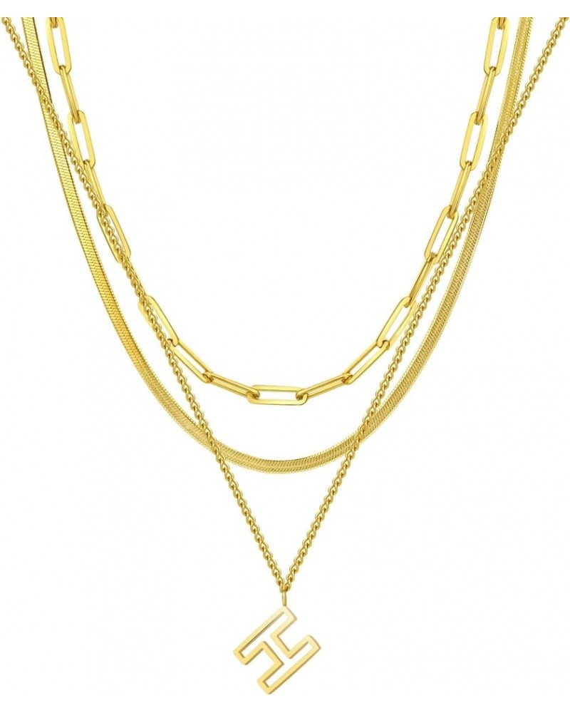 14K Gold Necklace For Women Trendy, Initial Layered Necklaces For Women Dainty Snake Chain Jewlery Gift H $8.69 Necklaces