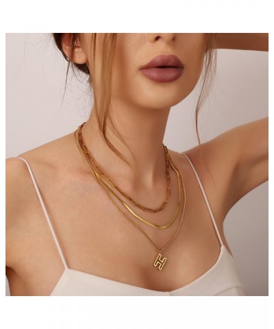 14K Gold Necklace For Women Trendy, Initial Layered Necklaces For Women Dainty Snake Chain Jewlery Gift H $8.69 Necklaces