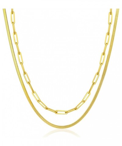 14K Gold Necklace For Women Trendy, Initial Layered Necklaces For Women Dainty Snake Chain Jewlery Gift H $8.69 Necklaces