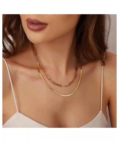 14K Gold Necklace For Women Trendy, Initial Layered Necklaces For Women Dainty Snake Chain Jewlery Gift H $8.69 Necklaces