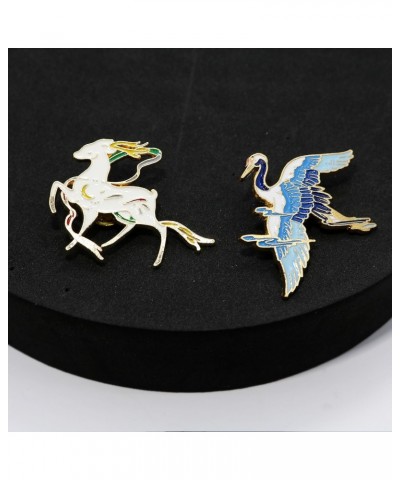 2Pcs Cute Enamel Animal Funny Brooches Pin Set Fashion Crane Deer Themed Bags Backpacks Jackets Hat Lapel Brooch for Women Gi...