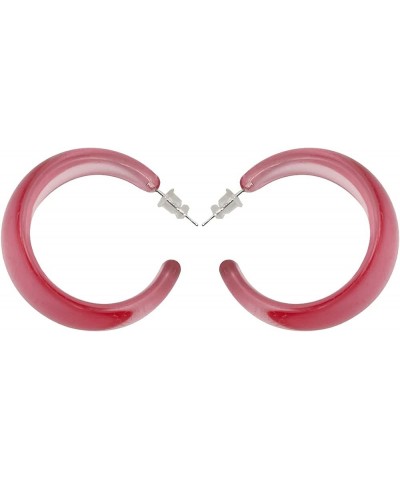 Colorful Hoop Earrings for Women Resin Acrylic Hoops Trendy Y2k Hoop Earrings C Shaped Resin Earrings for Teen Girls A-Pink $...