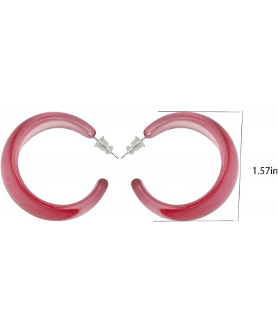 Colorful Hoop Earrings for Women Resin Acrylic Hoops Trendy Y2k Hoop Earrings C Shaped Resin Earrings for Teen Girls A-Pink $...