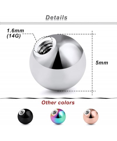 14G 5mm Stainless Steel Piercing Replacement Balls for Tongue Industrial Nipple Eyebrow Lip Rings Piercing Jewelry Parts Ball...