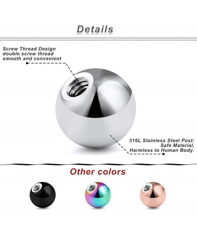 14G 5mm Stainless Steel Piercing Replacement Balls for Tongue Industrial Nipple Eyebrow Lip Rings Piercing Jewelry Parts Ball...