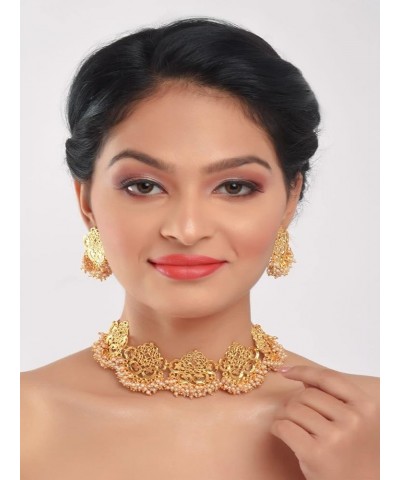 Indian Bollywood Traditional Dubai Style Gold Tone Choker Necklace Drop Dangle Earrings Wedding Bridal Jewelry Set For Women ...