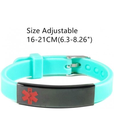 Medical Bracelets for Adults Teens Boys Girls,Adjustable Silicone Wristband Emergency ID Identification Cuff Bracelet Health ...