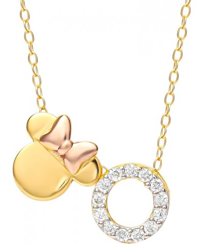 Minnie Mouse Flash Plated Cubic Zirconia Initial Pendant Necklace, Letter A to Z, 18 Clear CZ Letter O $28.60 Necklaces