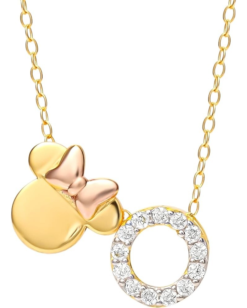 Minnie Mouse Flash Plated Cubic Zirconia Initial Pendant Necklace, Letter A to Z, 18 Clear CZ Letter O $28.60 Necklaces