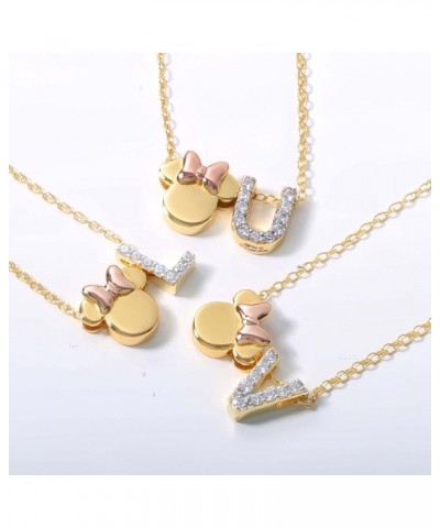 Minnie Mouse Flash Plated Cubic Zirconia Initial Pendant Necklace, Letter A to Z, 18 Clear CZ Letter O $28.60 Necklaces