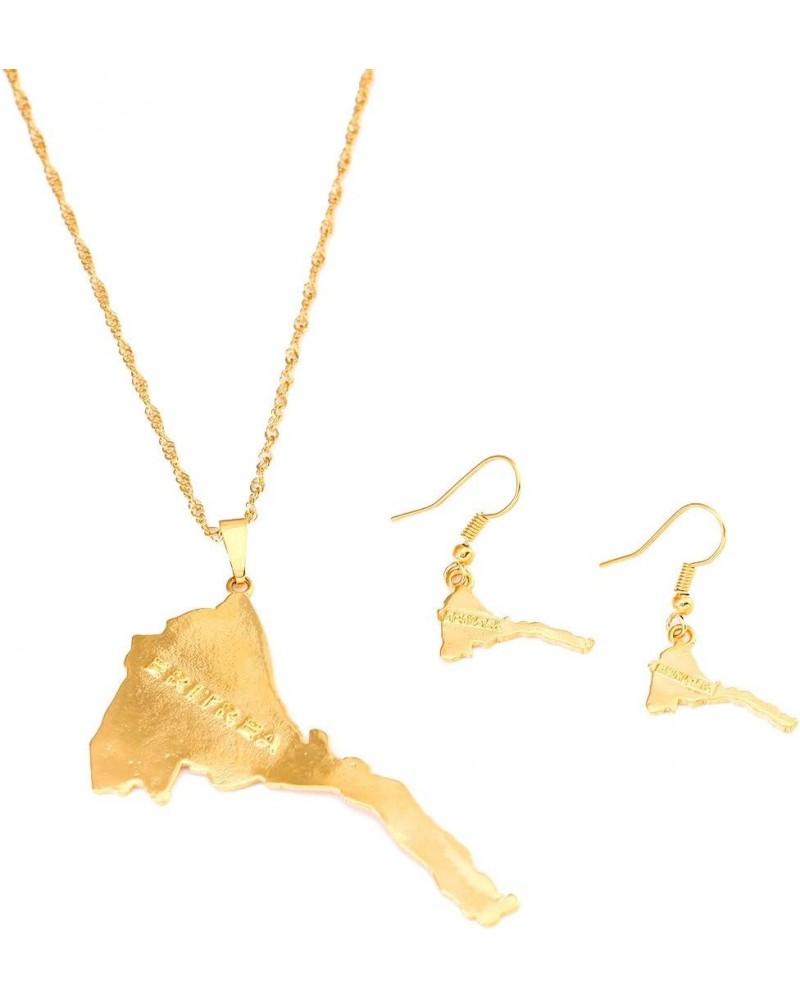 Trendy Eritrea Map Flag Pendant Necklace Earrings Women Men Gold Color Map Of Eritrea Jewelry Set $10.32 Jewelry Sets