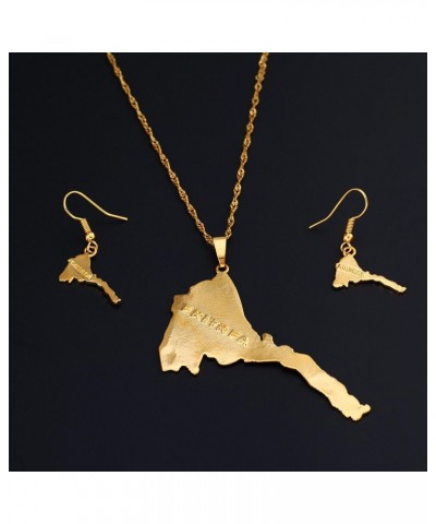 Trendy Eritrea Map Flag Pendant Necklace Earrings Women Men Gold Color Map Of Eritrea Jewelry Set $10.32 Jewelry Sets