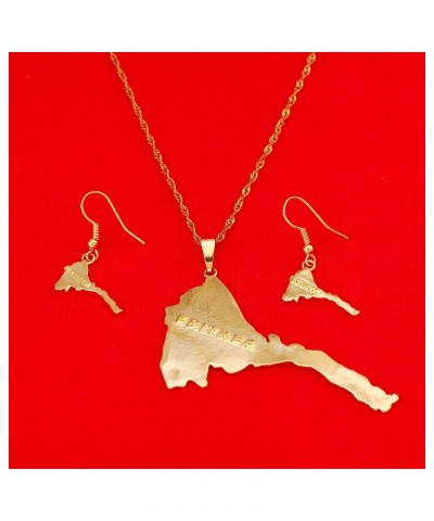 Trendy Eritrea Map Flag Pendant Necklace Earrings Women Men Gold Color Map Of Eritrea Jewelry Set $10.32 Jewelry Sets