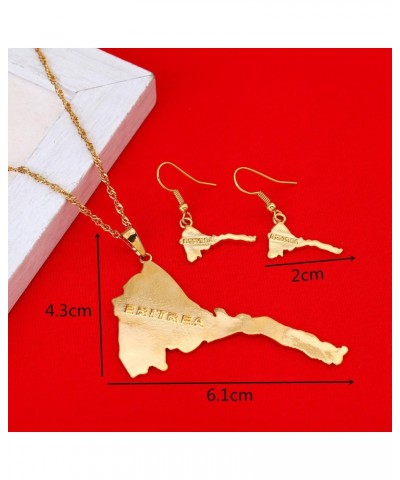 Trendy Eritrea Map Flag Pendant Necklace Earrings Women Men Gold Color Map Of Eritrea Jewelry Set $10.32 Jewelry Sets