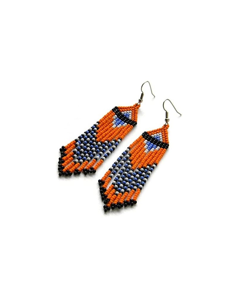 Long Beaded Tassel Earrings – Big Bohemian Statement Native Seed Bead Fringe Dangle Earrings, Large Indian Mexican Bead Chand...