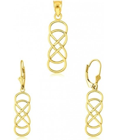 Unisex 14K Yellow Gold Vertical Infinity Double Knot Pendant And Earrings Set 14K Yellow Gold Pendant Only + Earrings $46.79 ...