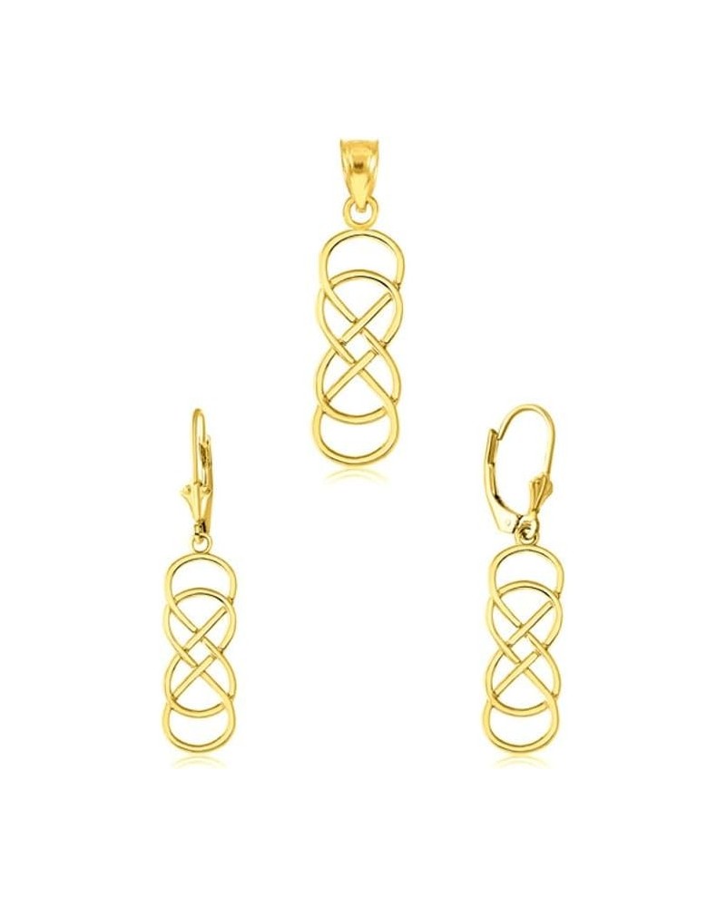 Unisex 14K Yellow Gold Vertical Infinity Double Knot Pendant And Earrings Set 14K Yellow Gold Pendant Only + Earrings $46.79 ...