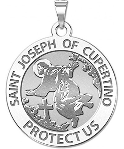 Saint Joseph of Cupertino Religious Medal - in Sterling Silver and 10K or 14K Gold 3/4 x 3/4 Inch Medal With Engraving Solid ...