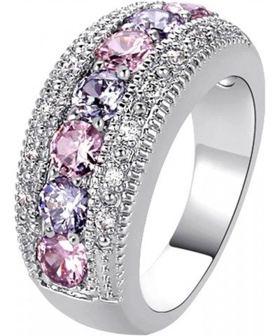 Guoshang Women Pink Crystal Flower Rings Silver CZ Crystal Rings Large Flowers Floral Rings,Pink, 8 Pink & Purple 7 $3.65 Rings