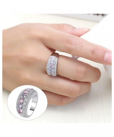 Guoshang Women Pink Crystal Flower Rings Silver CZ Crystal Rings Large Flowers Floral Rings,Pink, 8 Pink & Purple 7 $3.65 Rings