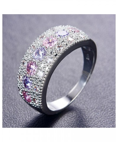 Guoshang Women Pink Crystal Flower Rings Silver CZ Crystal Rings Large Flowers Floral Rings,Pink, 8 Pink & Purple 7 $3.65 Rings