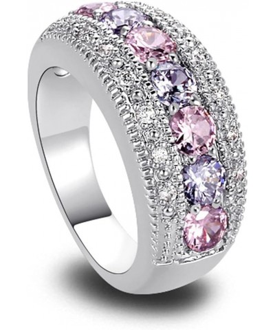 Guoshang Women Pink Crystal Flower Rings Silver CZ Crystal Rings Large Flowers Floral Rings,Pink, 8 Pink & Purple 7 $3.65 Rings