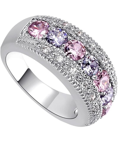 Guoshang Women Pink Crystal Flower Rings Silver CZ Crystal Rings Large Flowers Floral Rings,Pink, 8 Pink & Purple 7 $3.65 Rings