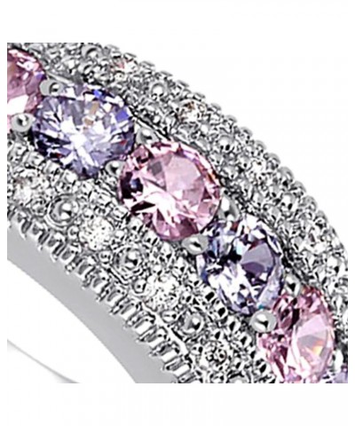 Guoshang Women Pink Crystal Flower Rings Silver CZ Crystal Rings Large Flowers Floral Rings,Pink, 8 Pink & Purple 7 $3.65 Rings