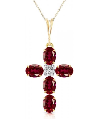 14k Solid Yellow Gold Cross Necklace 1.75 ct Ruby Diamond 22.0 Inches $179.90 Necklaces