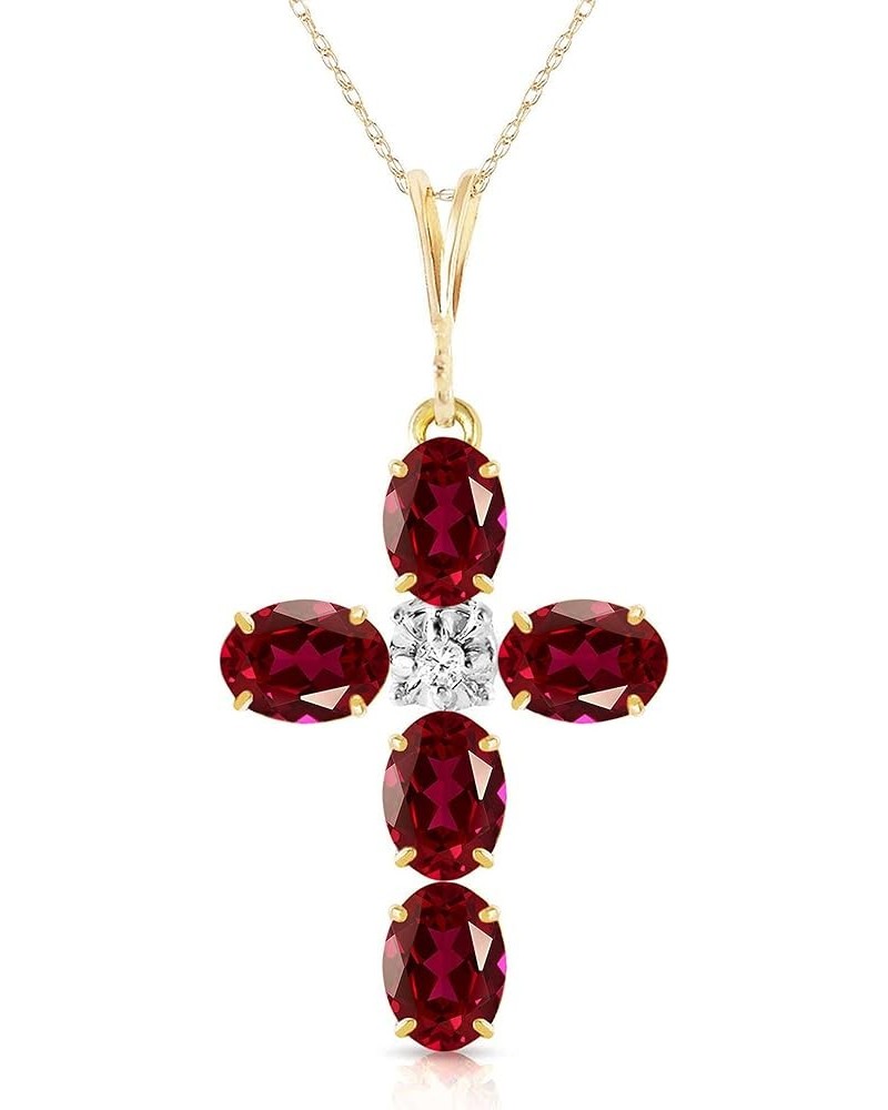 14k Solid Yellow Gold Cross Necklace 1.75 ct Ruby Diamond 22.0 Inches $179.90 Necklaces