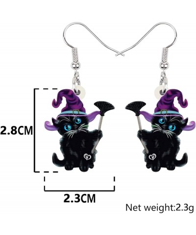 Halloween Acrylic Novelty Black Cat Earrings Kitten Dangle Charms Jewelry Gifts for Women Girls kids Purple $6.59 Earrings