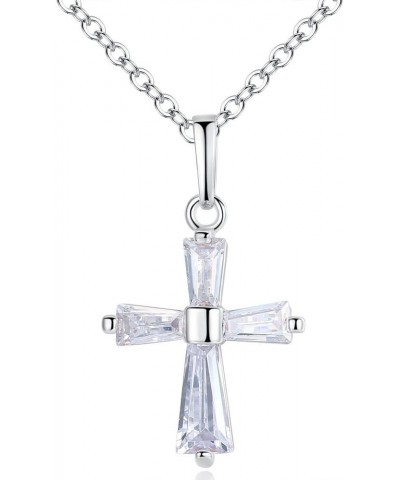 Cross Necklace Plated 18K Gold Zircon Women Girls Rose Gold, Silver Tone Jewelry With Gifts Bag Silver $8.54 Necklaces