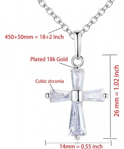 Cross Necklace Plated 18K Gold Zircon Women Girls Rose Gold, Silver Tone Jewelry With Gifts Bag Silver $8.54 Necklaces